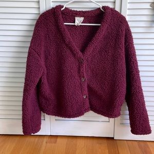 Button up fleece cardigan, cropped